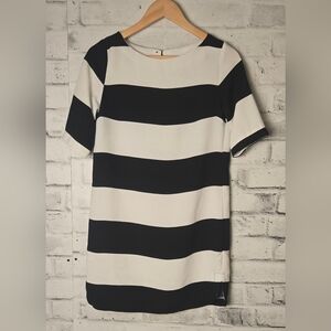 Dynamite Black White Striped Short Sleeve Shift Dress P/S XS/S